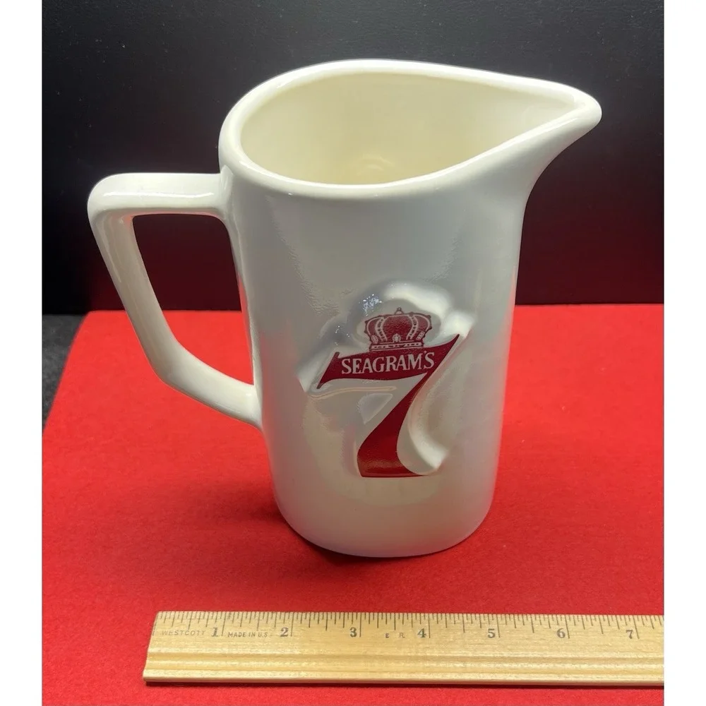 Vintage Seagrams 7 Crown Whiskey Ceramic Bar Pitcher‎